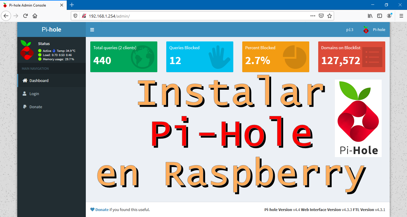 Instalar servidor DNS Pi-Hole en Raspberry Pi